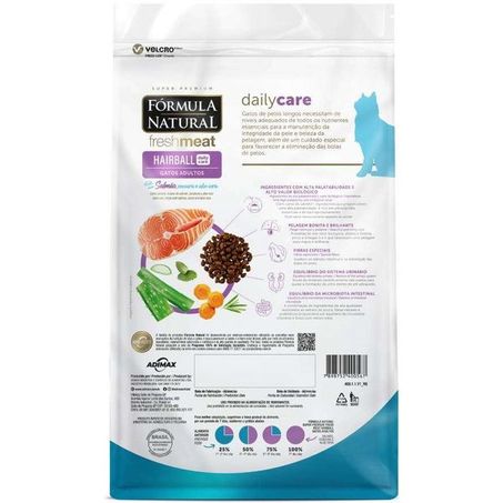 Ração Fórmula Natural Fresh Meat Hairball Gatos Adultos Salmão com Cenoura 7kg 360-1