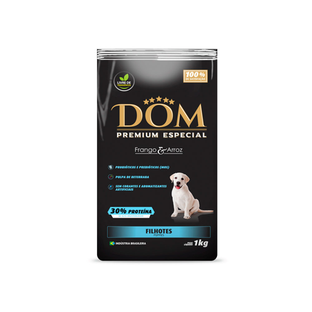 Ração para Cães Dom Filhotes Frango e Arroz 1Kg
