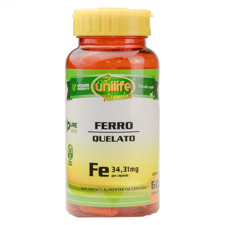 FERRO QUELATO 500MG 60 CAPSULAS UNILIFE