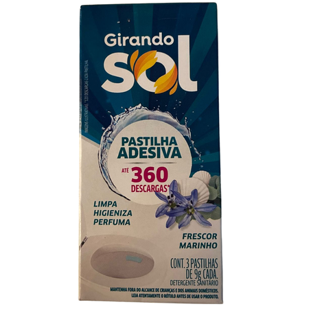 Pastilha sanitária adesiva girando sol marinho 03x9g