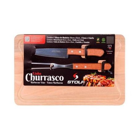 Kit Churrasco Stolf 39x25cm Slim Garfo Faca