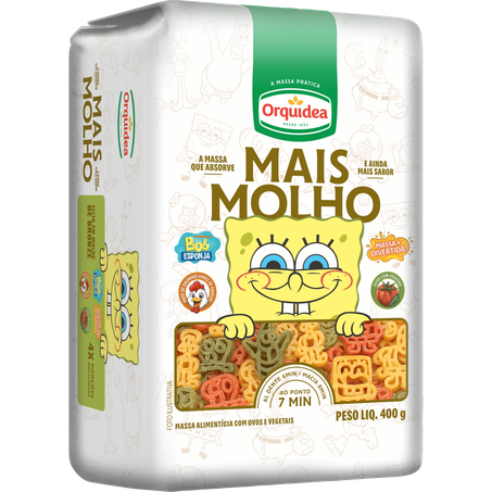MASSA C/OVOS ORQUIDEA MAIS MOLHO BOB ESPONJA PACOTE 400G