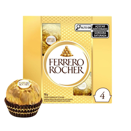 Bombom Ferrero Rocher 50g - Com 4 Bombons