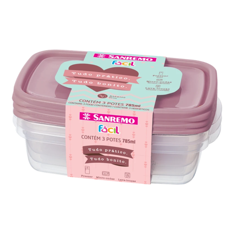 CJT POTE SANREMO 3X785ML RETANGULAR
