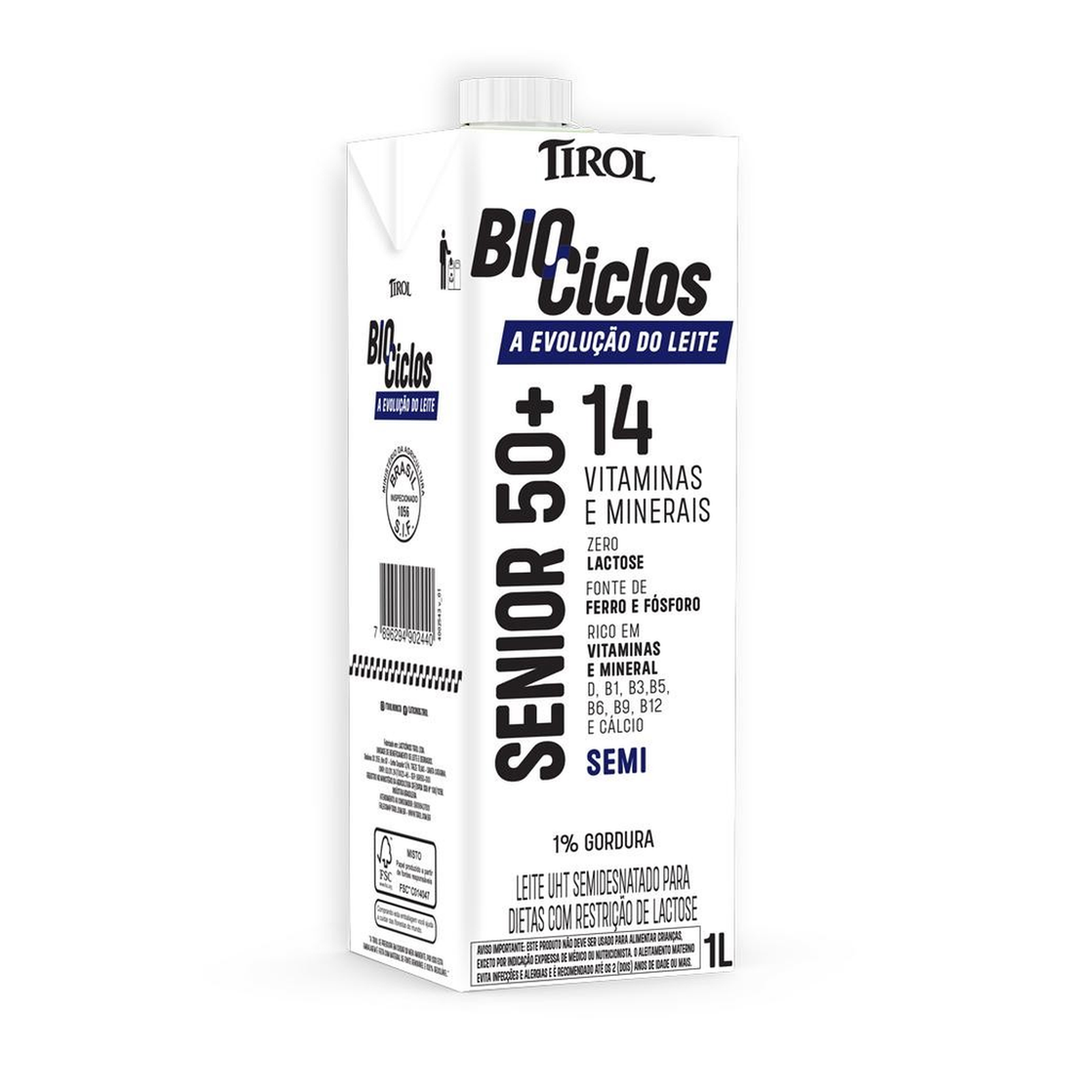 Leite Uht Semidesnatado Tirol Biociclos 50 Zero Lactose 1l | Koch