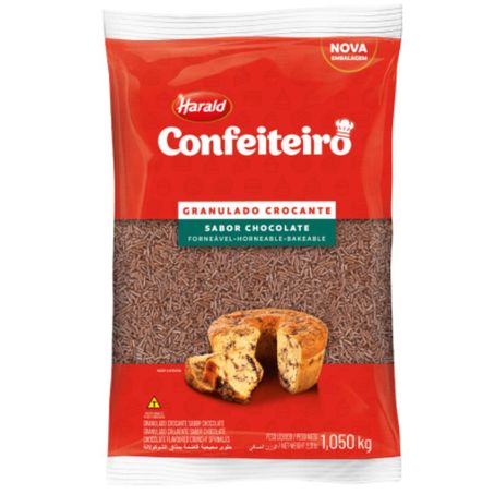 Chocolate granulado crocante harald confeiteiro 1,05kg