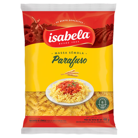 Massa de Sêmola Isabela 400g - Parafuso