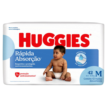 Fralda Huggies Rápida Absorção Tam. M - Com 42 Fraldas