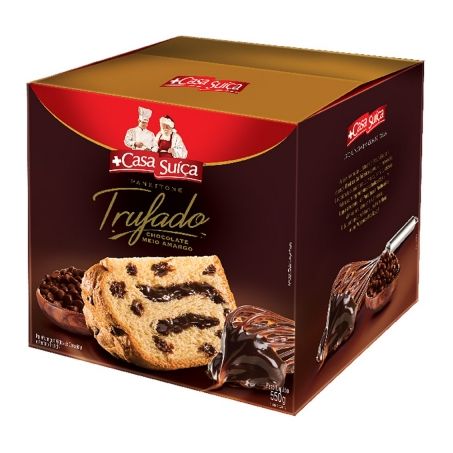 PANETTONE TRUFADO CHOCOLATE MEIO AMARGO CASA SUIÇA 550G