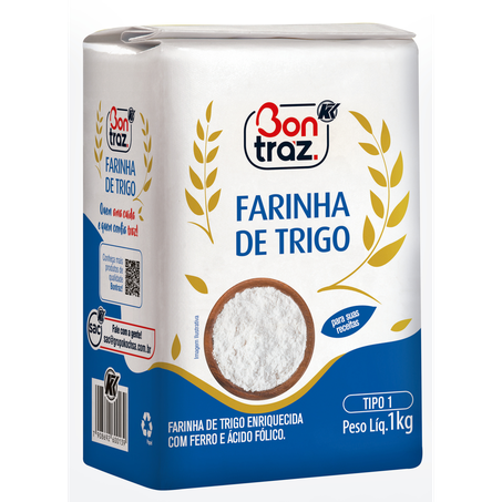 Farinha De Trigo Bontraz Tipo 1 Pacote com  1Kg
