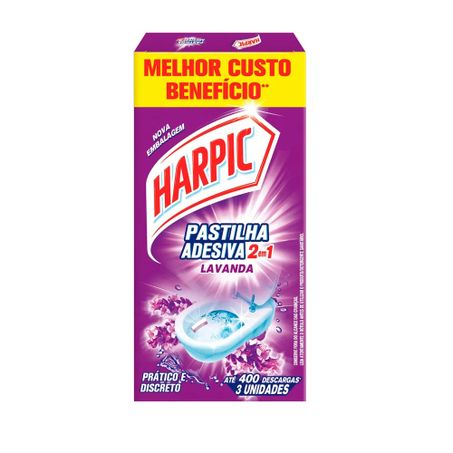 Pastilha adesiva harpic lavanda c/ 3 und
