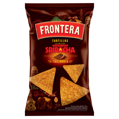 Salgadinho Tortilha de Milho Picante Forte Sriracha Frontera Tailândia 110g