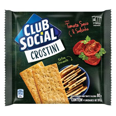 Pack biscoito crostini tomate seco & salsinha club social