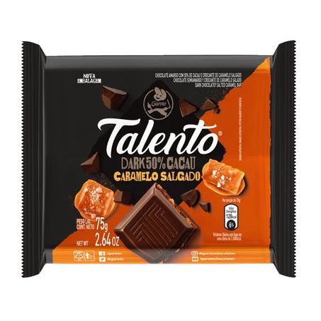 Chocolate garoto talento caramelo salgado 75g
