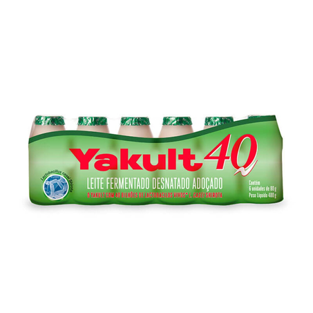 Leite Fermentado Yakult 40 com 6 Unidades Garrafa 80G