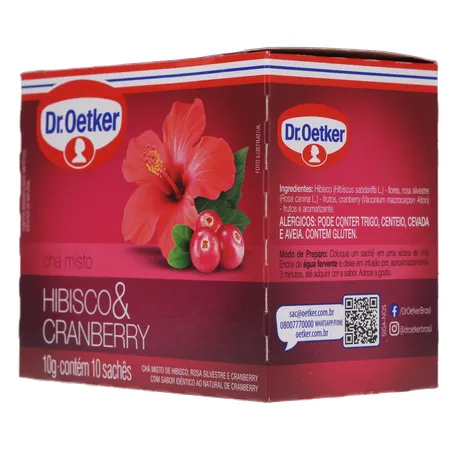 Chá Misto Dr Oetker Hibisco e Cranberry Caixa com 10un - 10gr 360-23
