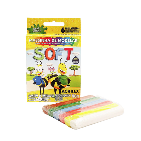 Massa Modelar Acrilex Soft Com 6un 90g 
 