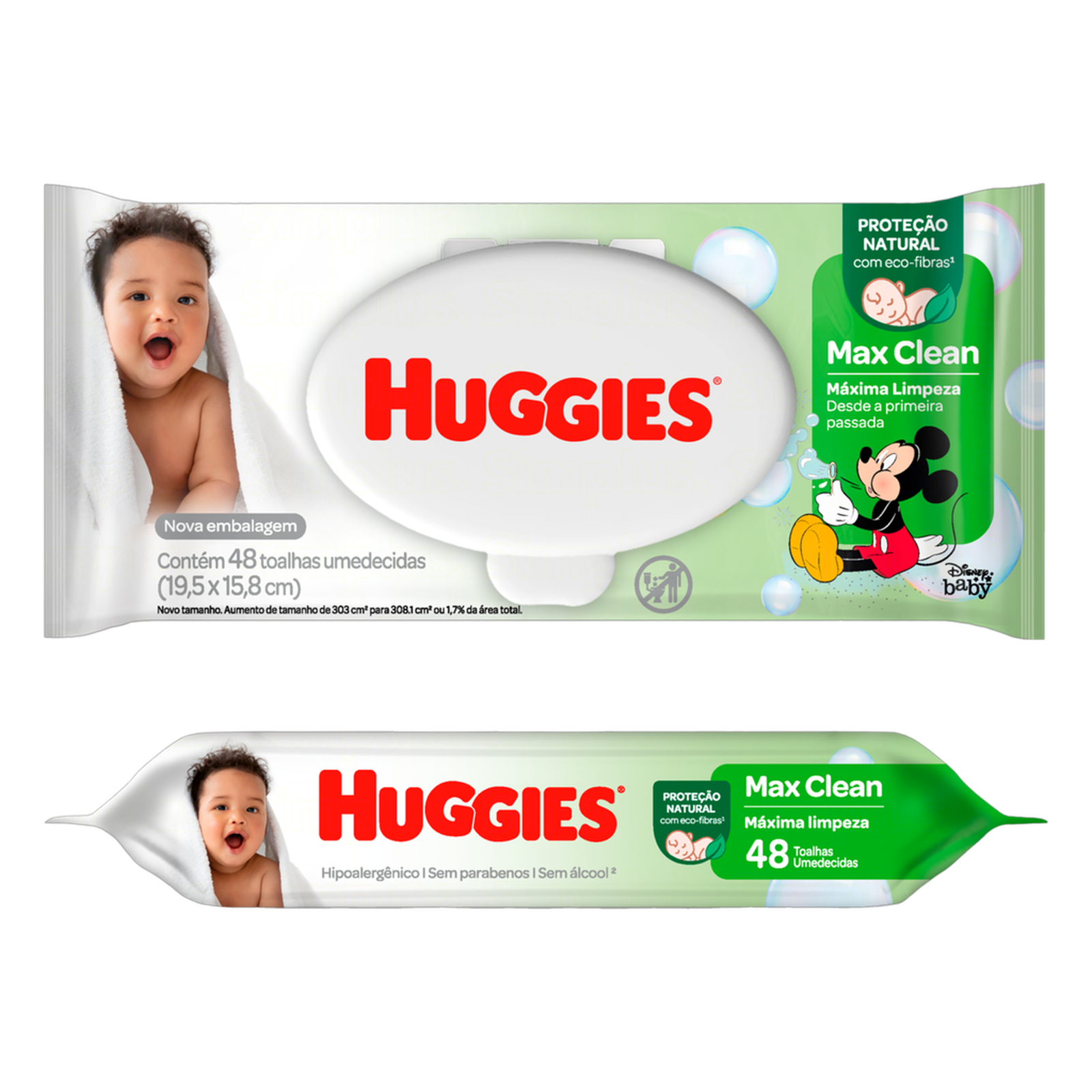 Toalha Umedecida Infantil Disney Baby Huggies Max Clean Pacote 48 Unidades