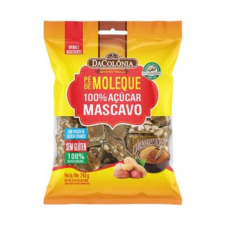 Pé de Moleque Dacolônia 100% Açúcar Mascavo E Melado Embalagem 240G