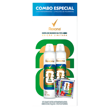 Pack Antitranspirante Rexona  Bamboo 200ml com 2 unidades Edição Limitada Fifa 2026