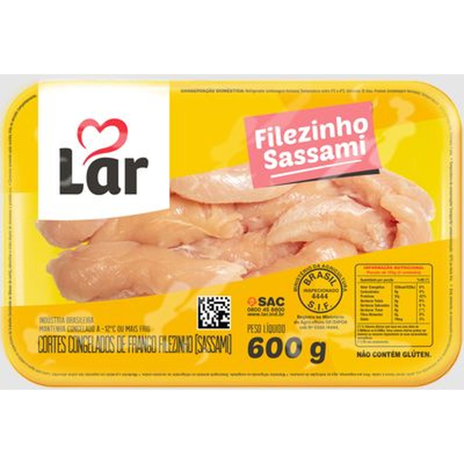 Lar em Casa - Filezinho Sassami Congelado Lar Bandeja 600g