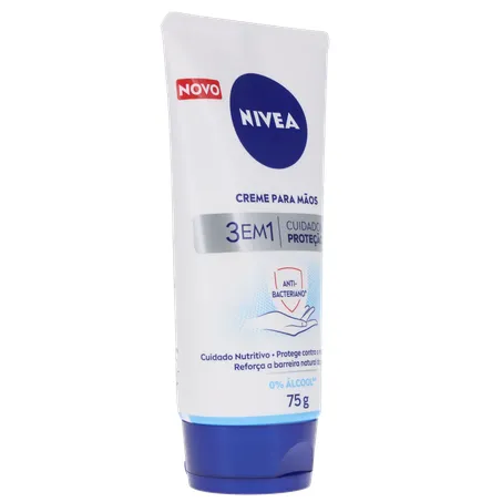 Creme hidratante nivea para mãos antibacteriano 3 em 1 bisnaga 75g 360-32