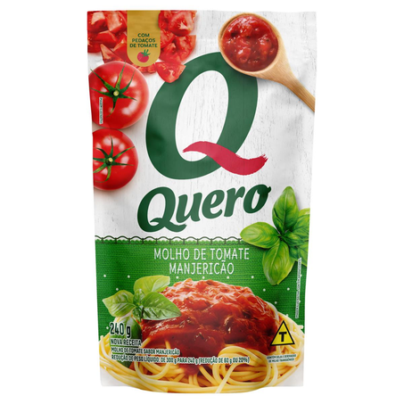 Molho de Tomate Quero 240g - Manjericão - Sachê