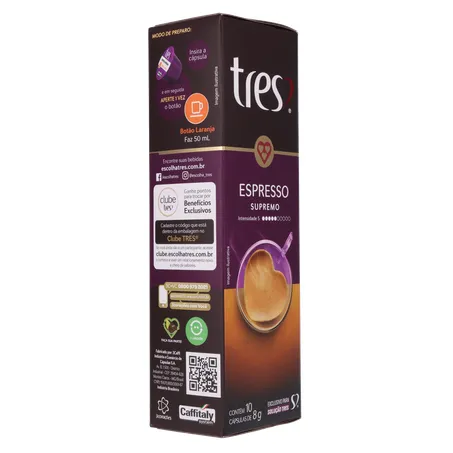 CAFÉ CÁPSULAS TRES ESPRESSO SUPREMO C/10 UN 360-13