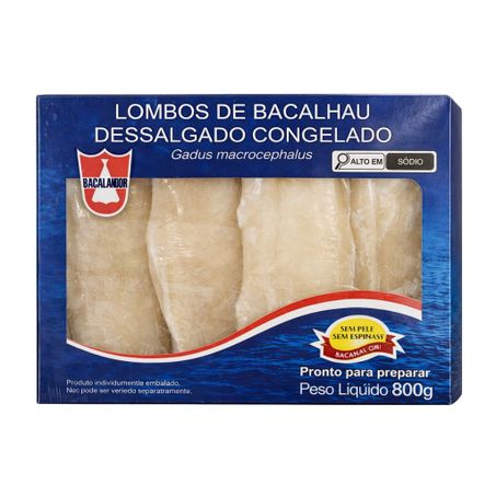 LOMBO DE BACALHAU DESSALGADO CONGELADO BACALANOR 800G