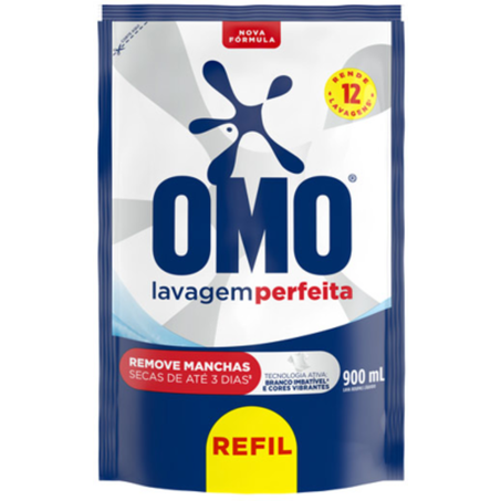 Lava roupas omo refil 900ml lavagem perfeita