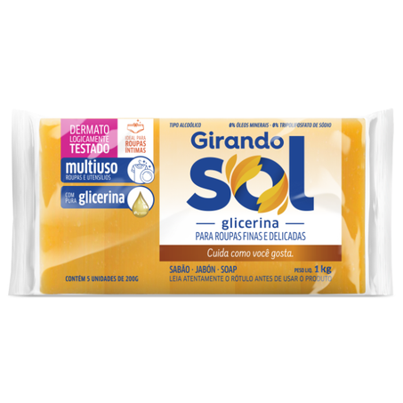 SABÃO EM BARRA GIRANDO SOL GLICERINA 1KG