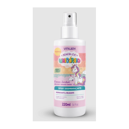 Spray desembaracante infantil unicórnio vini lady 220ml