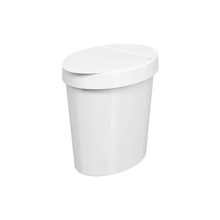 Lixeira oval glass branca coza 5l