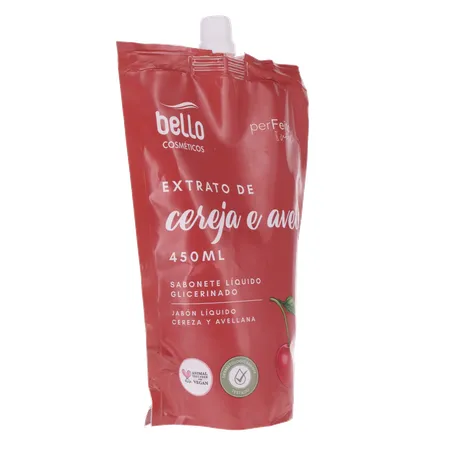 Sabonete líquido bello cereja e avelã sachê com tampa 450ml 360-32