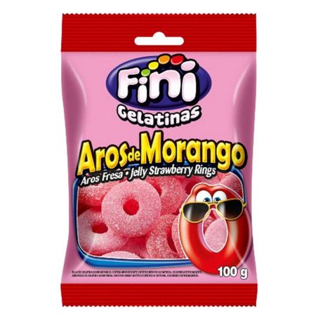Balas de gelatina ácido aros de morango fini
