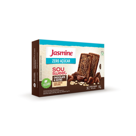 Biscoito Jasmine Sou Sweet Sem Açúcar Chocolate e Gotas 90G