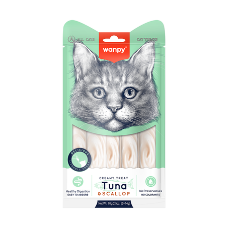 Petisco gato wanpy creamy atum e vieira