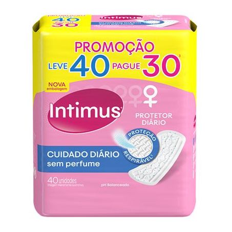 Absorvente Intimus Day Diário Sem Perfume Sem Abas Oferta Pacote 40UN