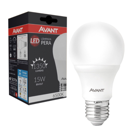 LÂMPADA AVANT LED BIVOLT PERA 15W BRANCA