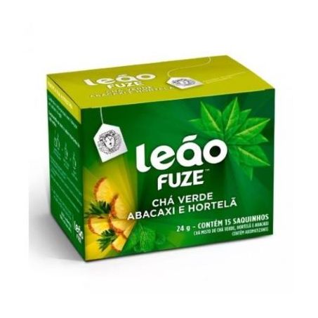 CHA LEAO FUZE VERDE ABACAXI HORTELA 24G C/15 SAQ. 
