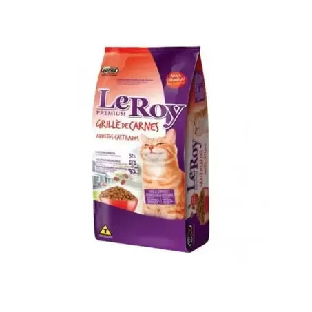 RACAO GATO LEROY CASTRADOS KG CARNE