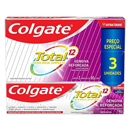 CREME DENTAL COLGATE TOTAL 12 GENGIVA REFORÇADA C/3 UNIDADES 90G