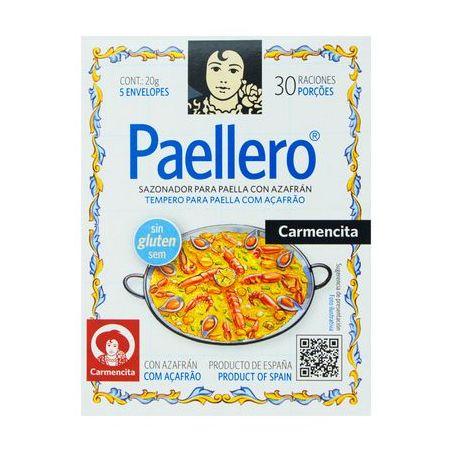 Tempero Pó Para Paella com Açafrão Carmencita Paellero Caixa 5 Unidades 20G