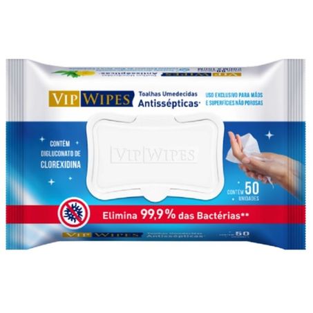 Toalha umedecida vip wipes 50un