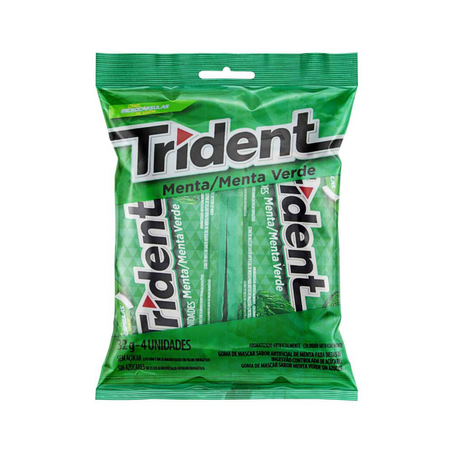 Goma de Mascar Trident Menta Verde Pacote com 4 Unidades de 8G
