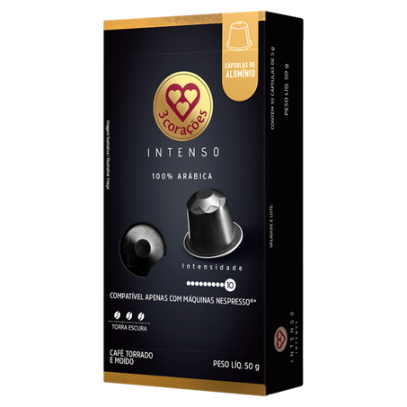 Cafe capsula 3 coracoes intenso aluminio c10