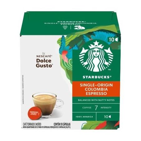 Cápsulas café nescafé dolce gusto colombia starbucks 55g c/10 cápsulas
