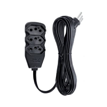 EXTENSÃO 3 TOMADAS SLIM C/3M PRETA 10A FORCE LINE