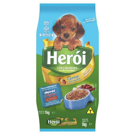 RAÇÃO PARA CÃES FILHOTES CARNE E CEREAIS HERÓI