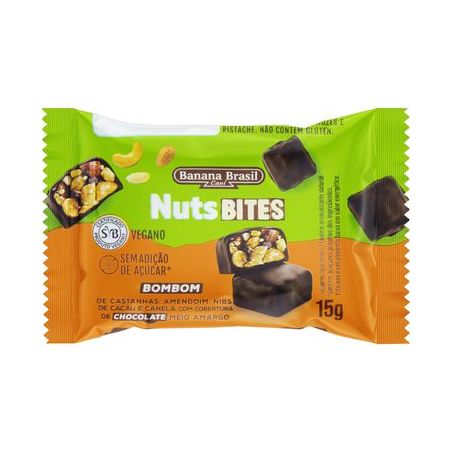 Bombom Castanhas, Amendoim, Nibs de Cacau E Canela Banana Brasil Nuts Bites Pacote 15G